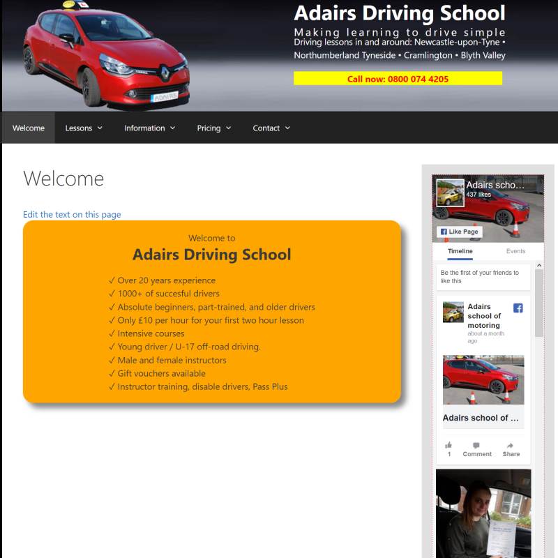 Adairs School of Motoring website