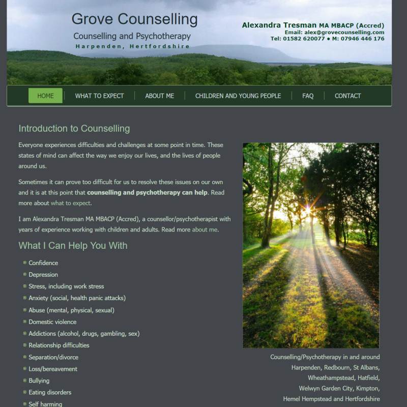 Grove Counselling website