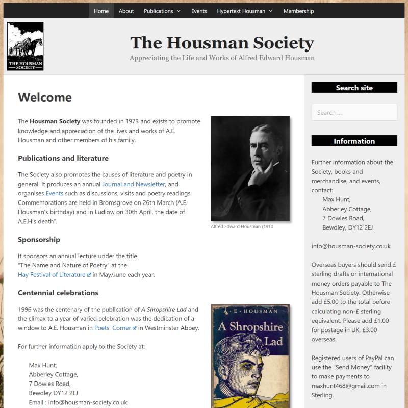 Housman Society website