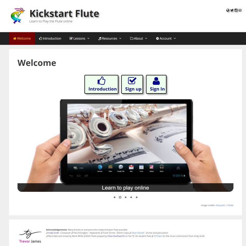 Kickstart Flute website