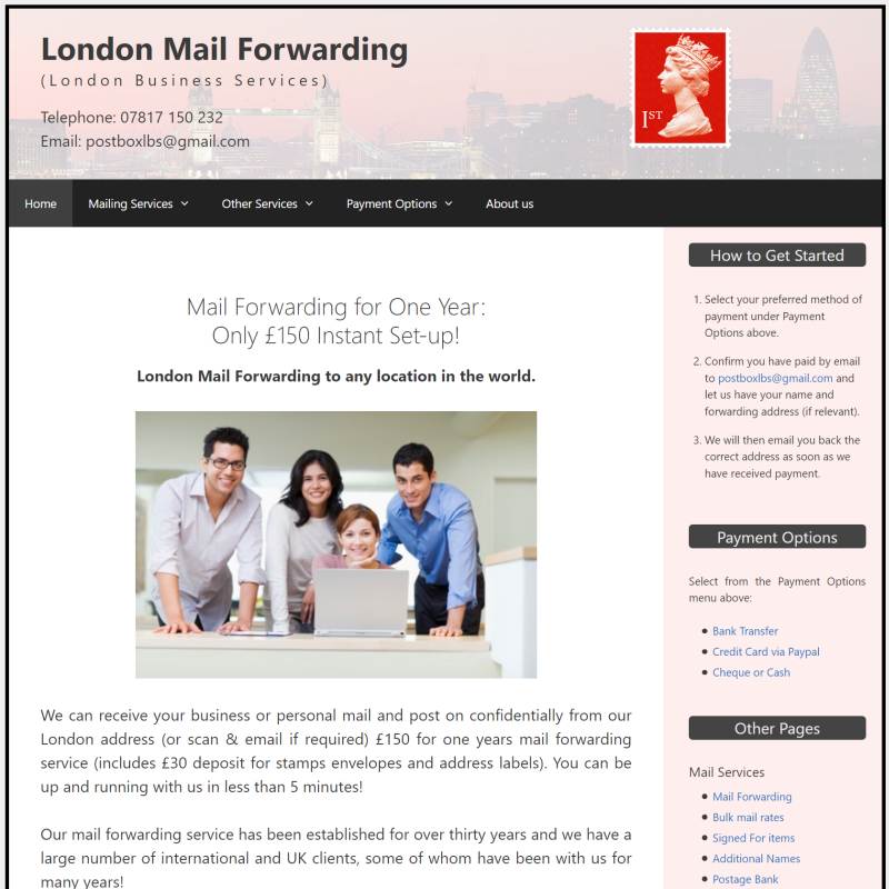 London Mail Forwarding website