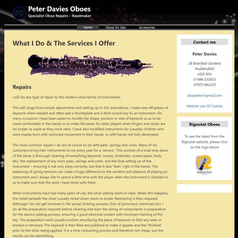 Peter Davies Oboes website