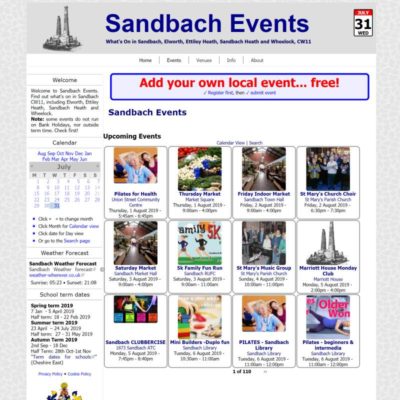 Sandbach Events website