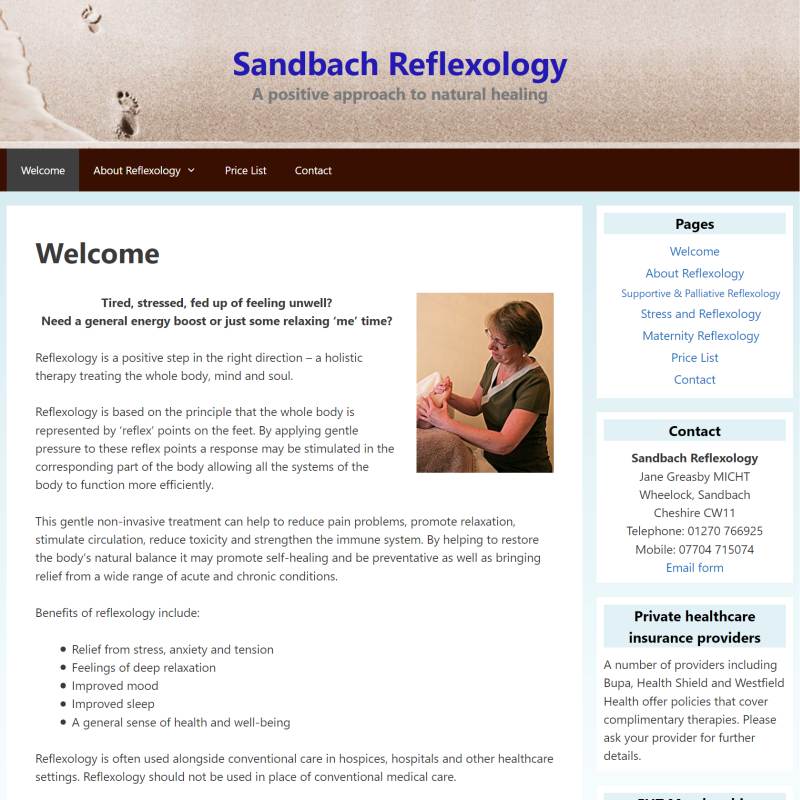 Sandbach Reflexology website