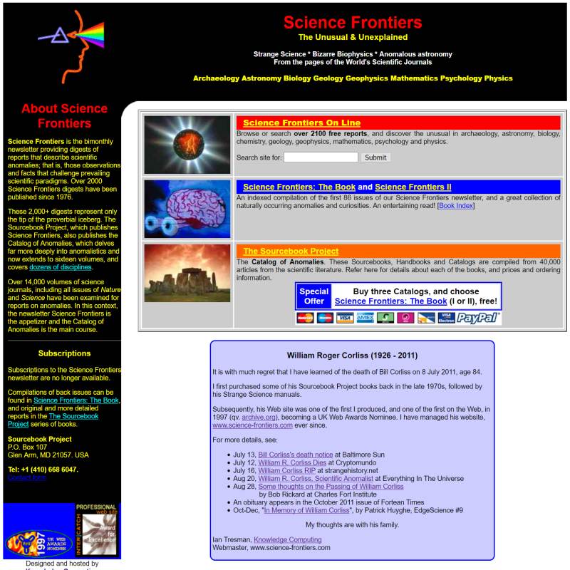 Science Frontiers website