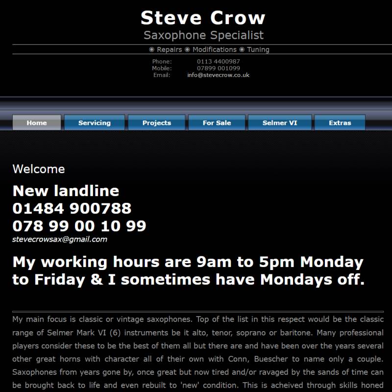 Steve Crowe Saxophones website